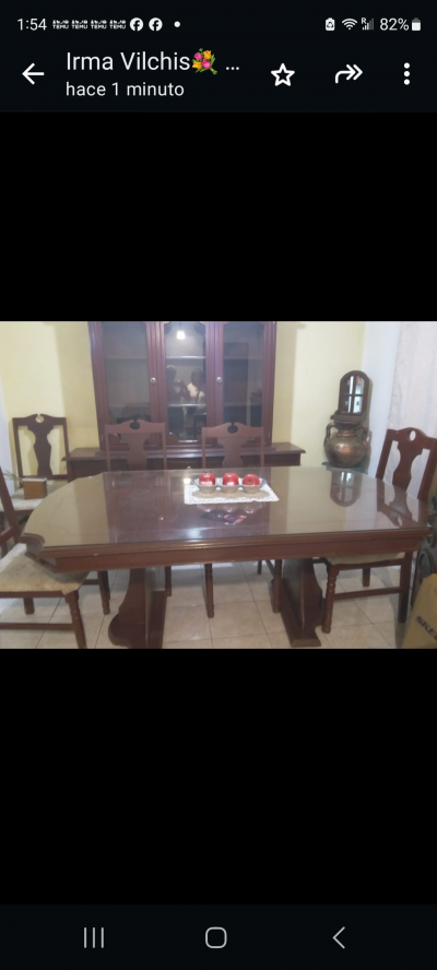 Comedor 6 sillas con vidrio y vitrina