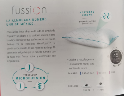 Almohada sognare tamaño individual paquete de dos almohadas cada una en $2000