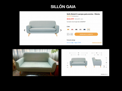 Juego de Sala Gaia: 2 sillones + mesa de centro + lateral 