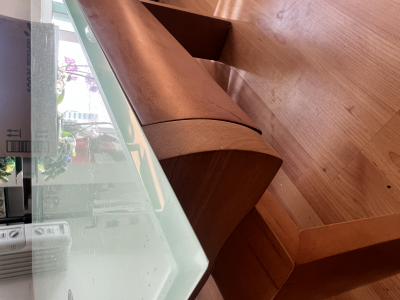 Set de mesas madera y vidrio