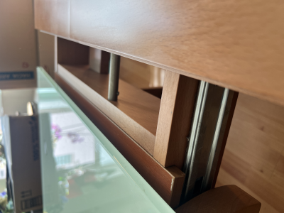 Set de mesas madera y vidrio