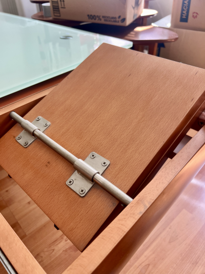 Set de mesas madera y vidrio