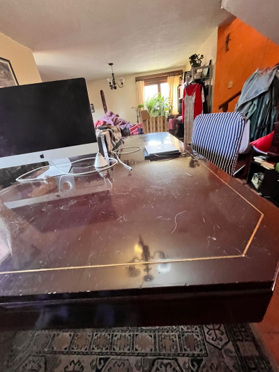 comedor de caoba estilo tradicional 8 sillas con vitrina, buffetera y aparador y 