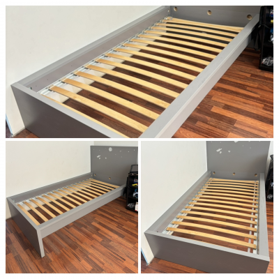 Cama individual color gris 