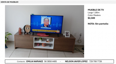 Mueble TV Madera 180Cms
