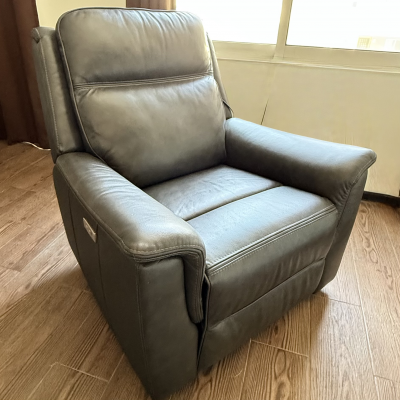 Sillón Reclinable Eléctrico De Piel Gris Grafito,