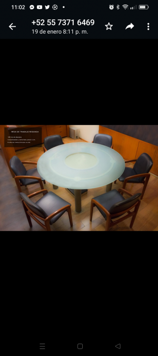 Mesa redonda de trabajo cristal biselado