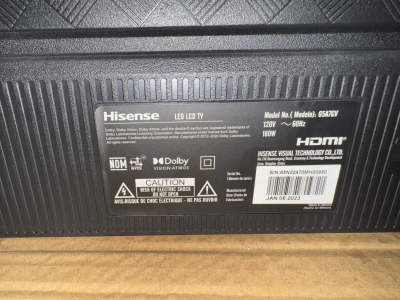 Pantalla 65” Hisense 