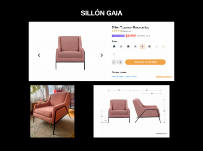 Juego de Sala Gaia: 2 sillones + mesa de centro + lateral 