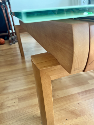 Set de mesas madera y vidrio