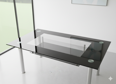 “Mesa de vidrio con patas metálicas – usada en buen estado”